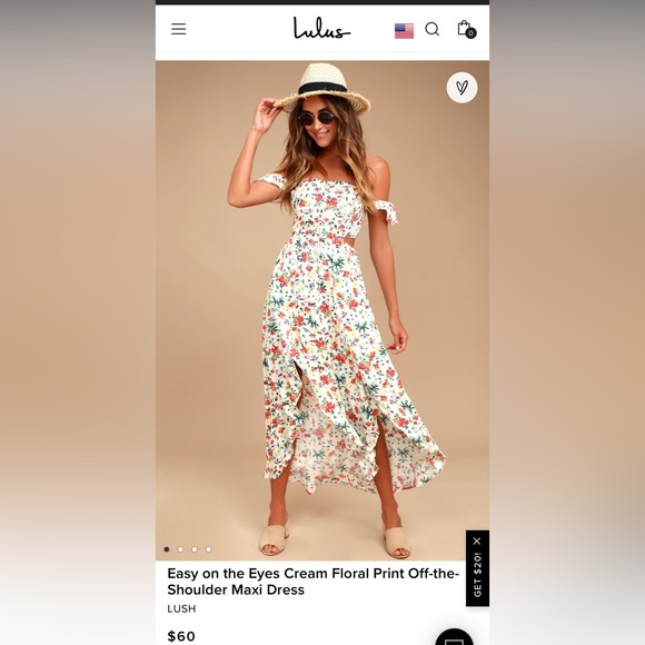 Lulus Easy on the Eyes Cream Floral Print Off-the-Shoulder Maxi Dress - Picture 11 of 12